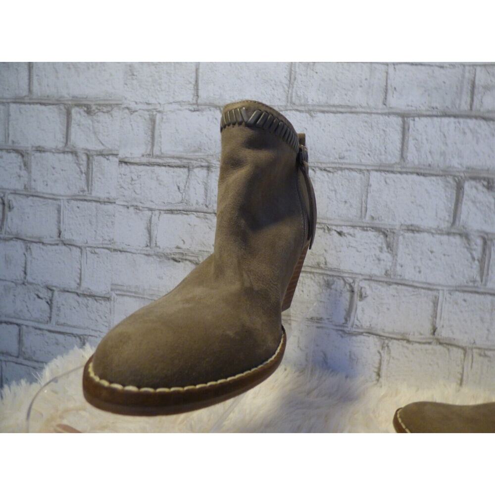 Anthropologie Dolce Vita Suede Dylan Brown Stitched Ankle Booties 6.5 NEW - Picture 3 of 10